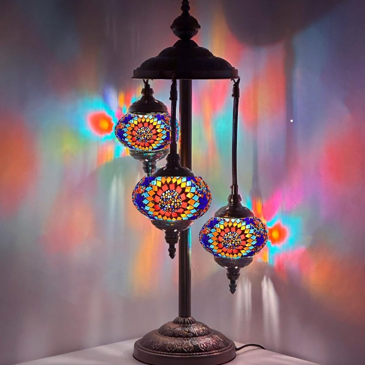 Mosaic Lamp Three Tier Sunburst Pattern Prismatic Lighting