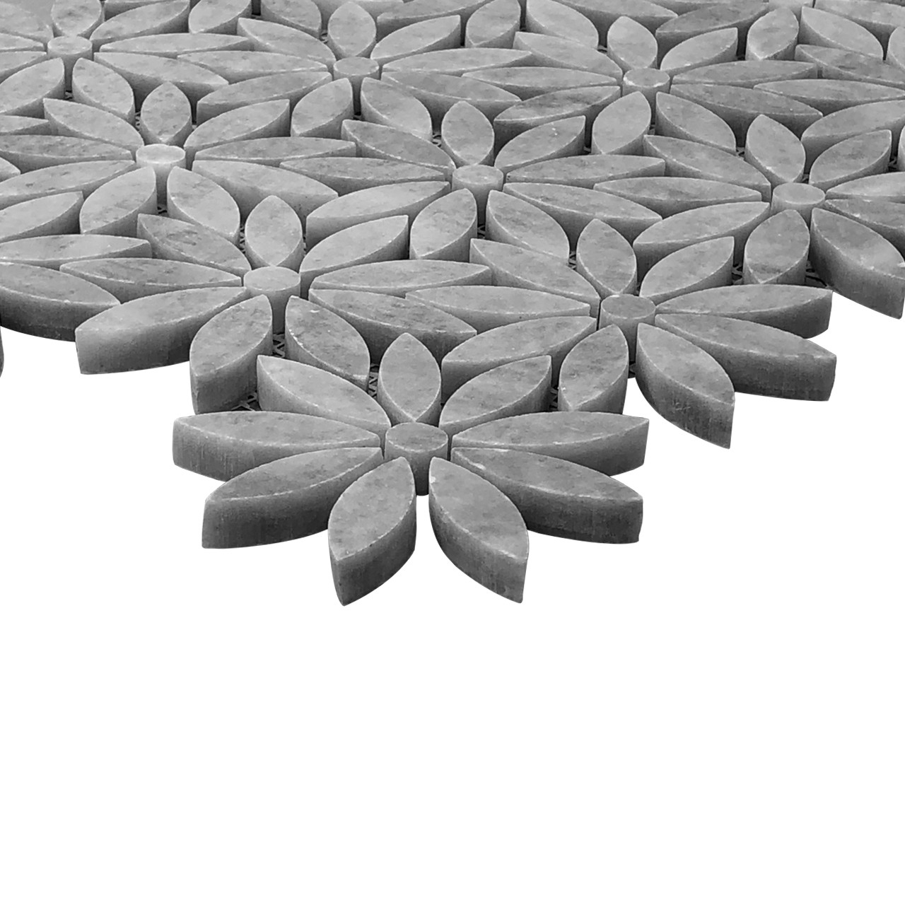 Mosaic Tile Bardiglio Gray Petal Shaped Marble Tile