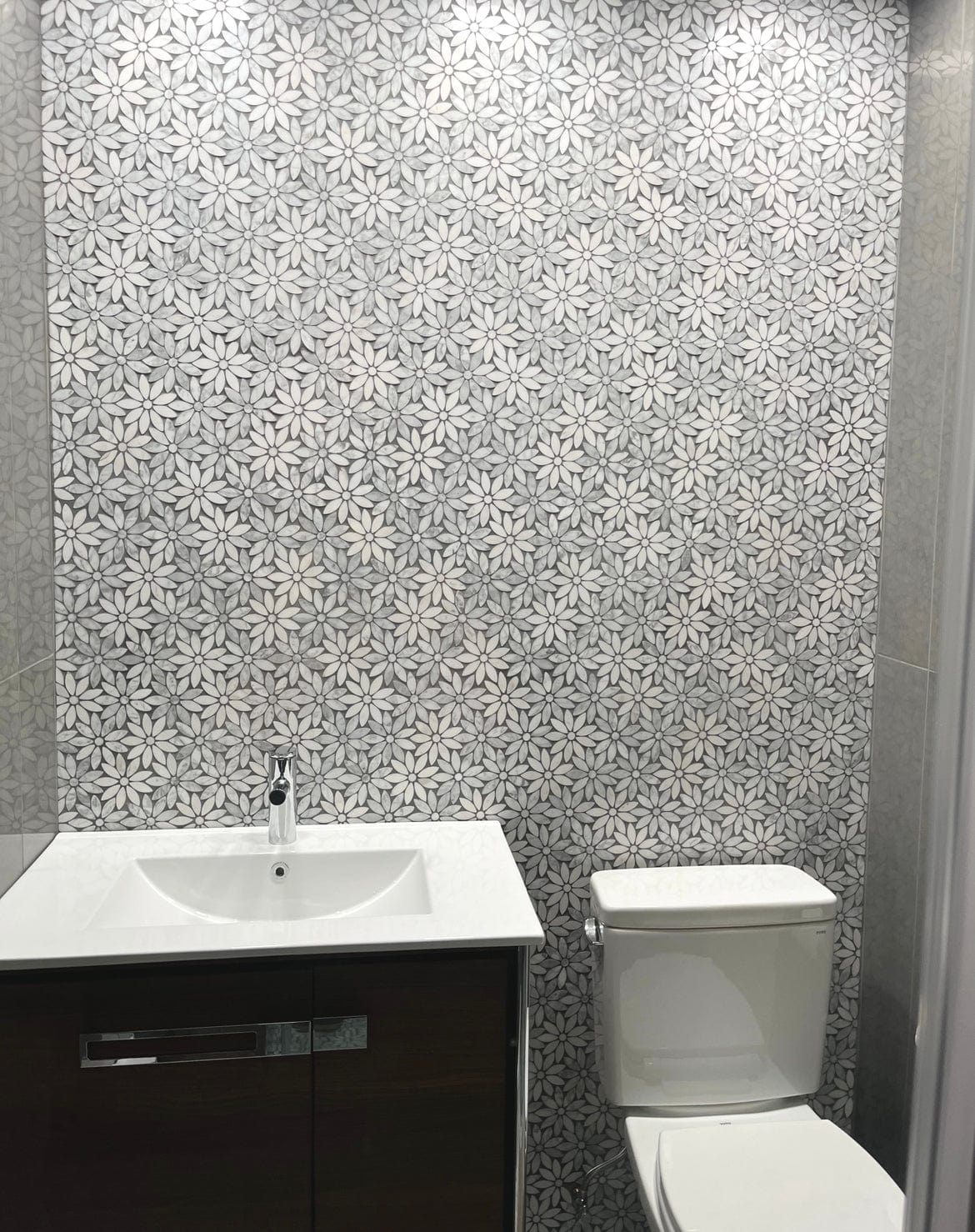 Mosaic Tile Polished Marble Floral Feature Wall Tile