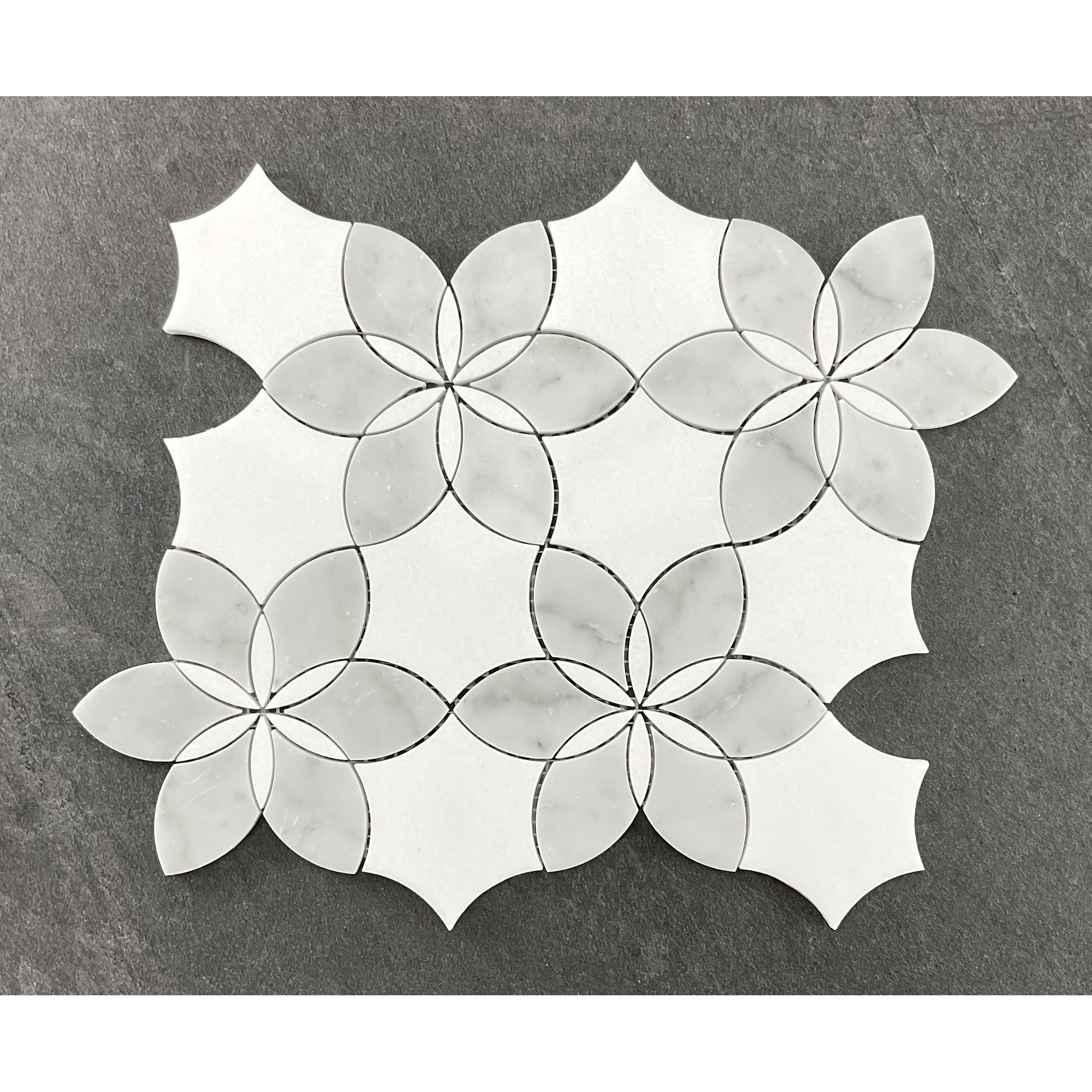 Mosaic Tile Waterjet Stone Backsplash Floral Design