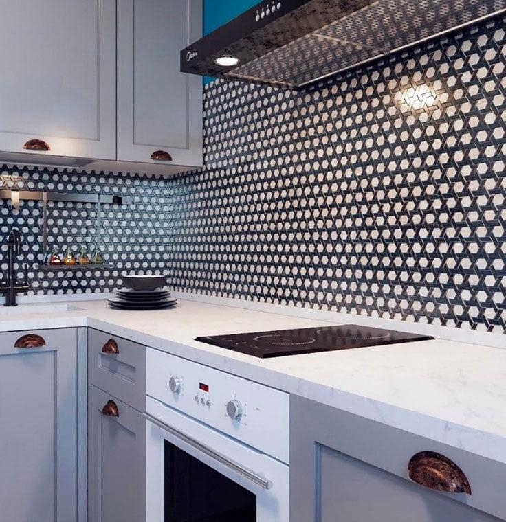 Mosaic Tile Weaved Hexagon Glass for Contemporary Kitchen Wall