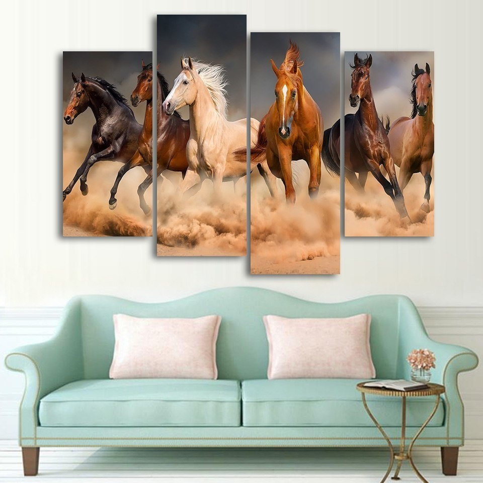 Multi Panel Wall Art Staggered Five Panel Horse Art