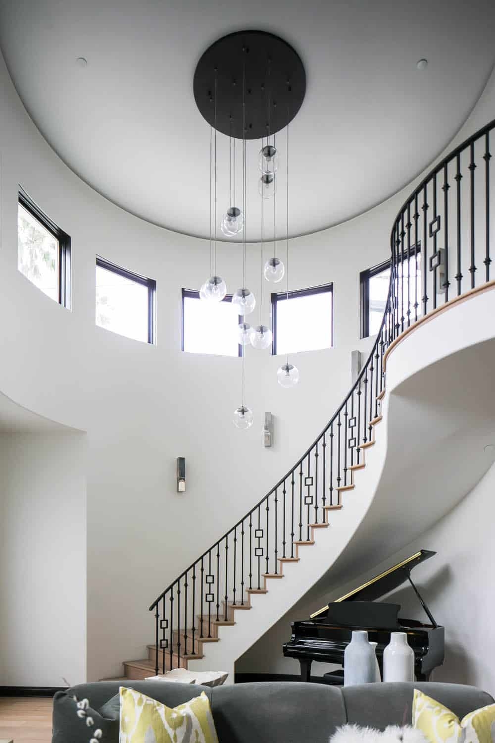 Multi Pendant Chandelier Curved Architecture Glass Globes