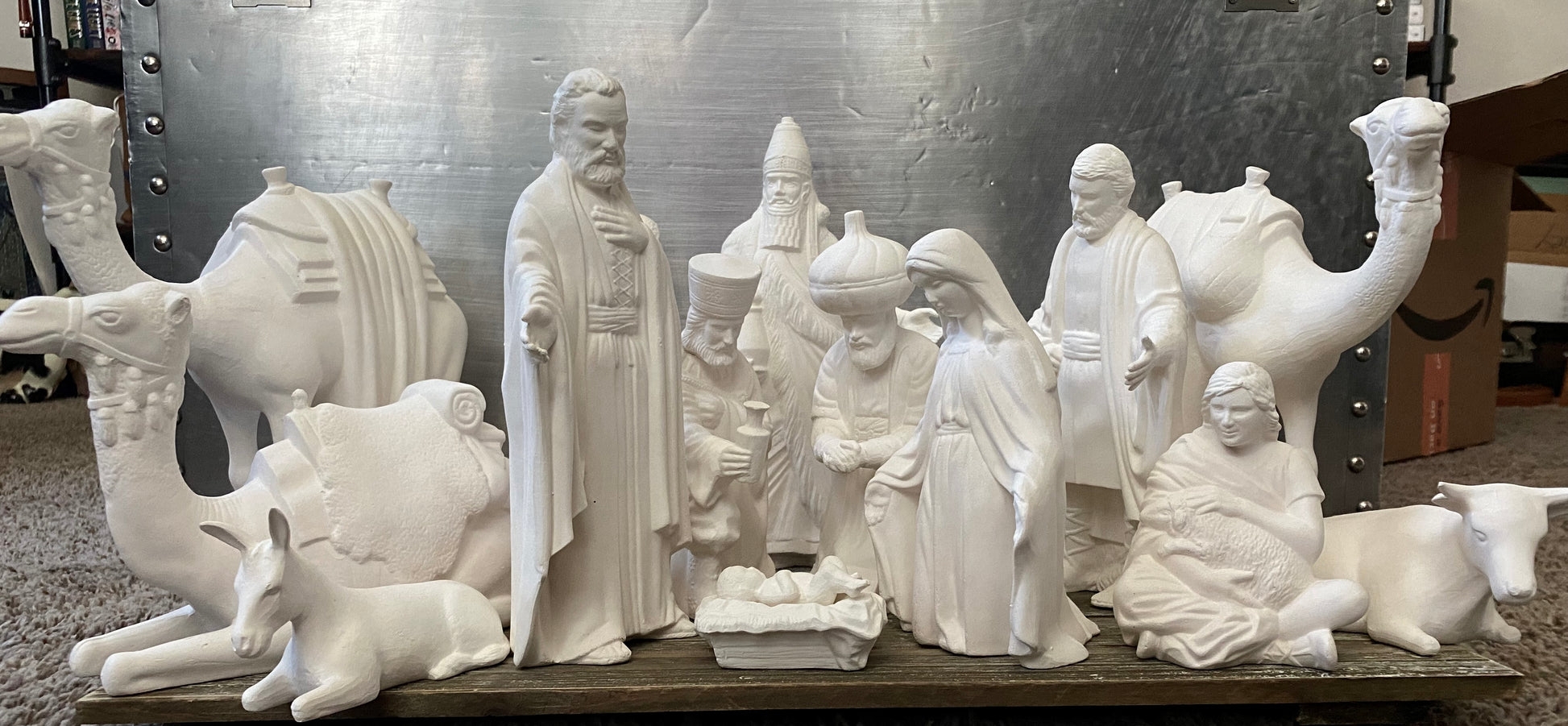Nativity Scene with Matte White Bisque and Large Scale Figures