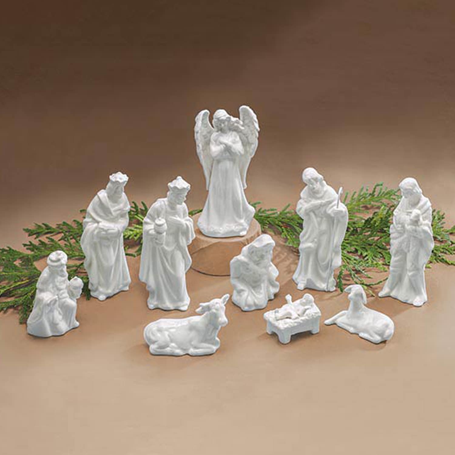 Nativity Set featuring Glossy Glaze and 10 Piece Monochrome White