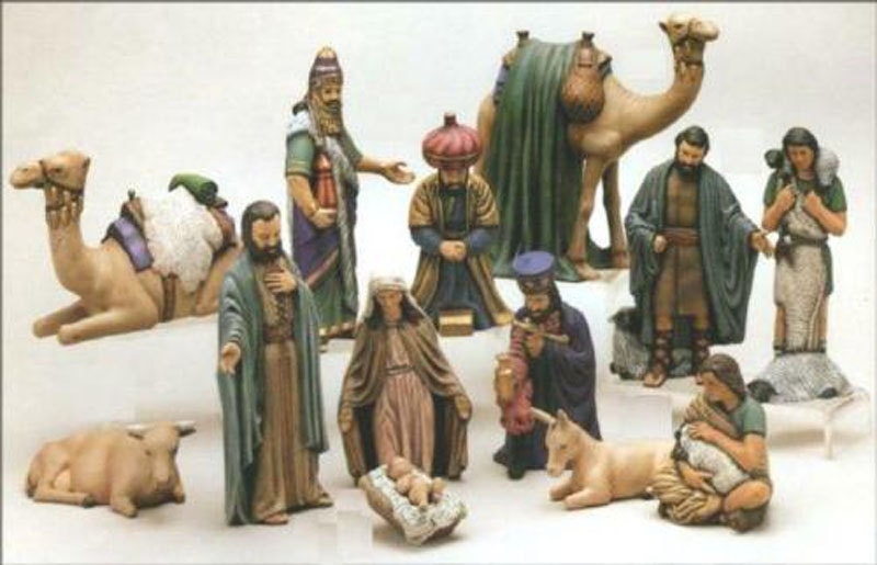 Nativity Set with Hand Painted Bisque and 15 Piece Collection