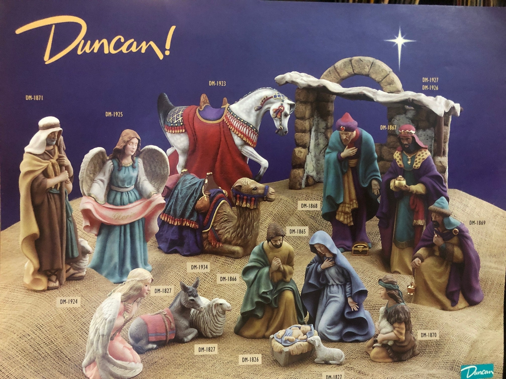Nativity Set with Ornate Animal Figures and Mold Numbered Pieces