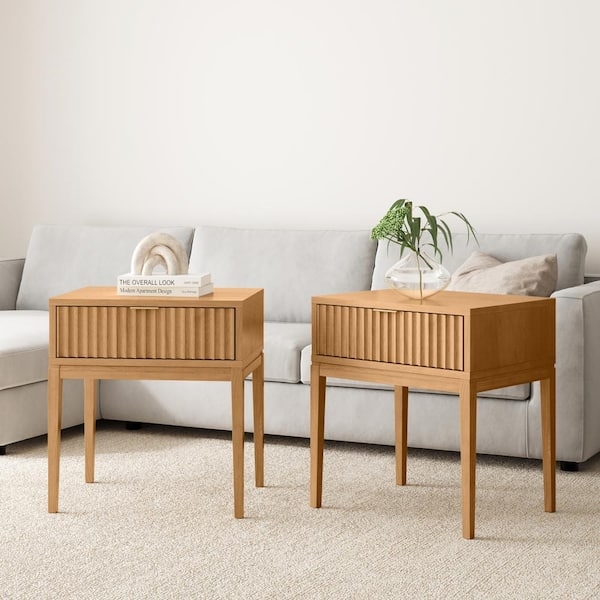 Nightstand Includes Warm Pine Finish and Tapered Legs