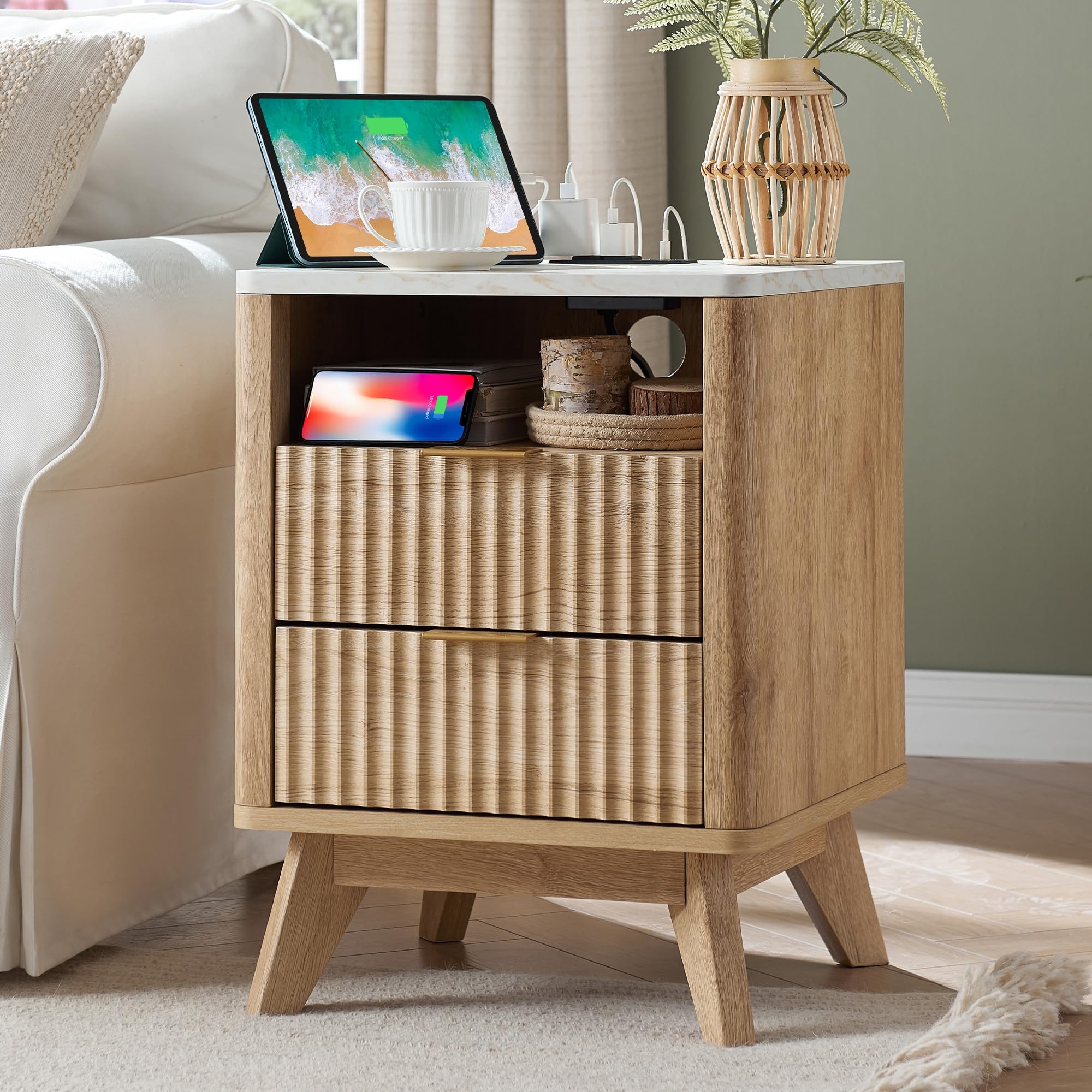 Fluted Nightstand