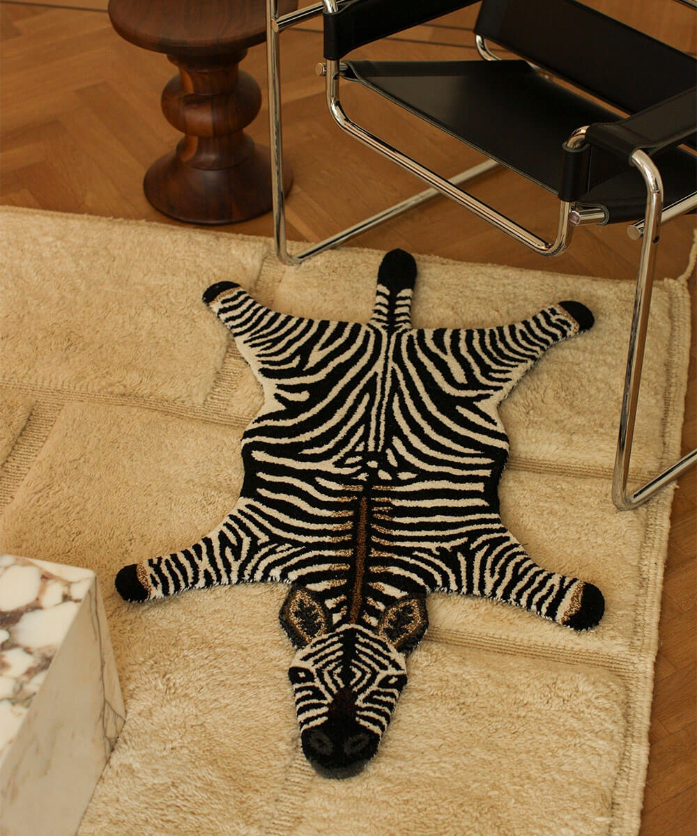 Novelty Rug Metallic Ear Accents Small Zebra Accent Rug