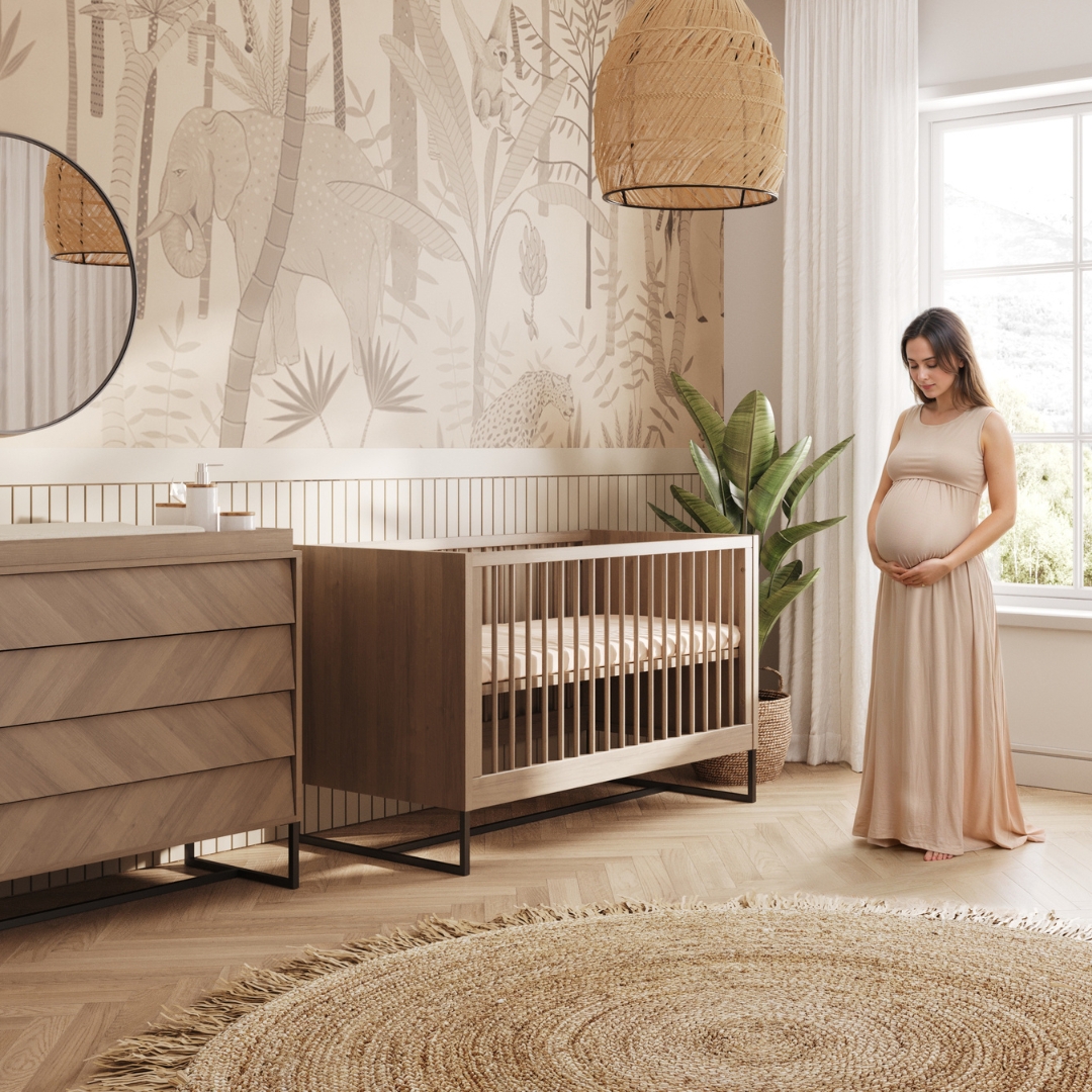 Nursery Set Chevron Drawer Fronts Wood-Toned - Chevron pattern wood dresser