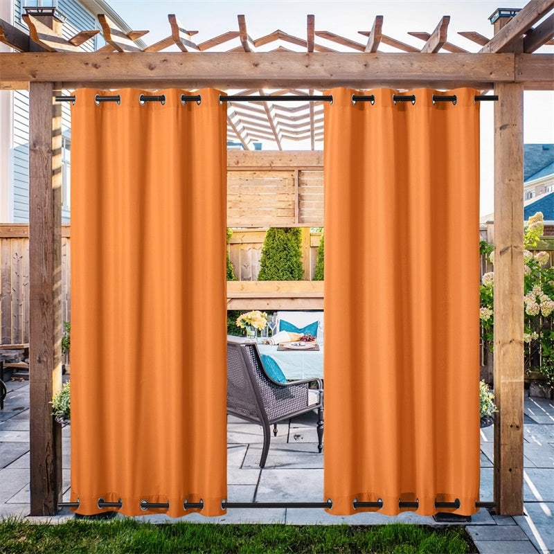 Outdoor Curtain: Dual Rod Anchoring Vibrant Citrus Panels