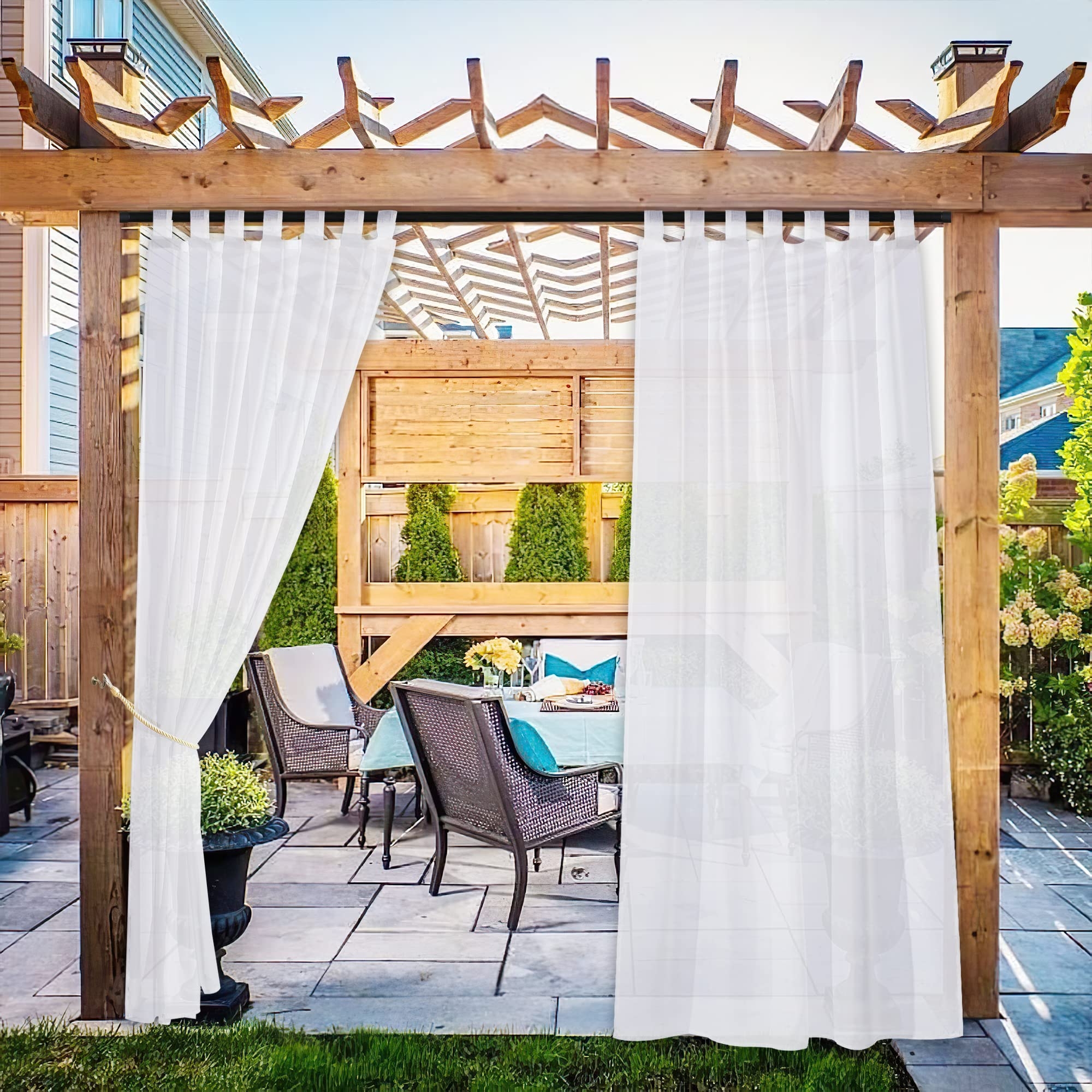 Outdoor Curtain: Sticky Tab Top Sheer Voile Panels