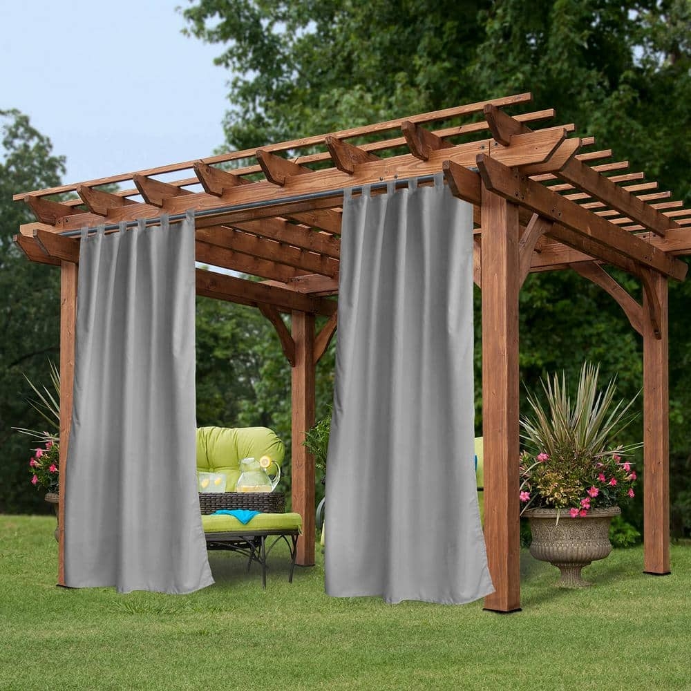 Outdoor Curtains: Cool Grey Tab Top Pergola Privacy