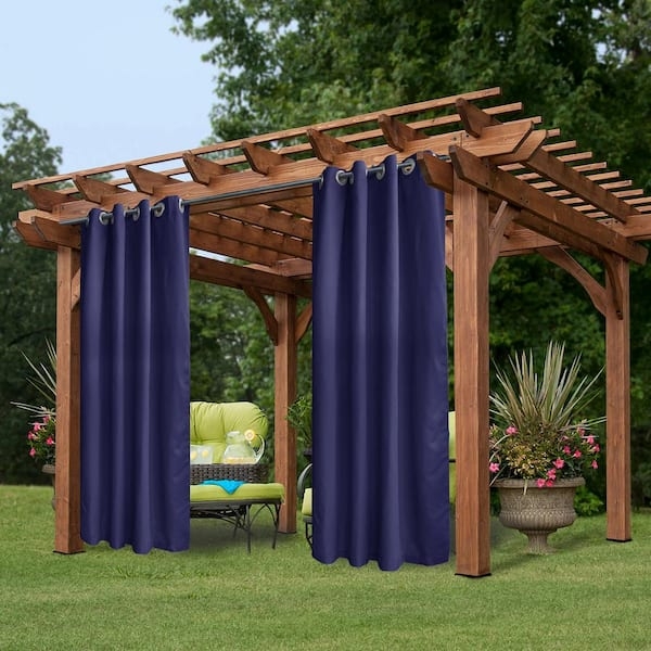 Outdoor Curtains: Navy Blue Grommet Top Patio Drapes