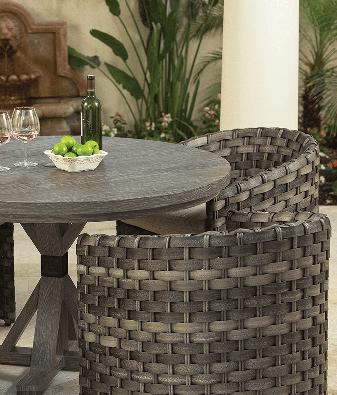Outdoor Dining Chair with Chunky Basket Weave in Grey