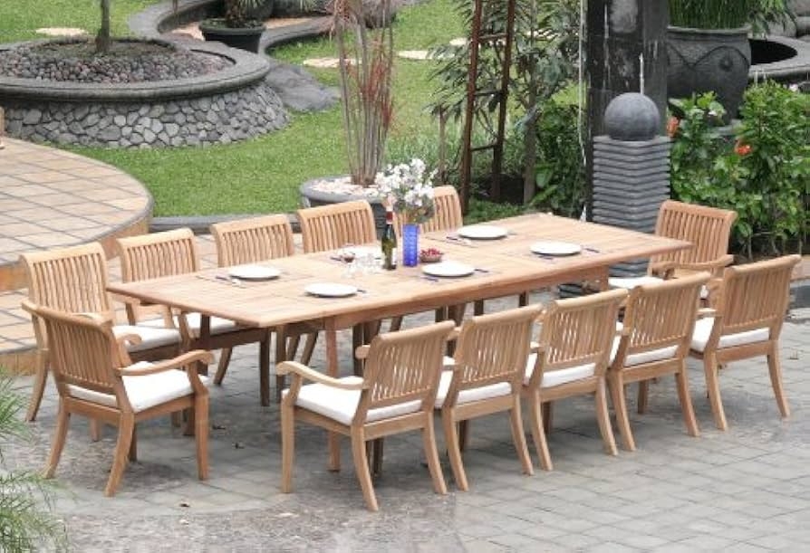 Outdoor Dining Set: Grade-A Teak 12 seater teak dining set