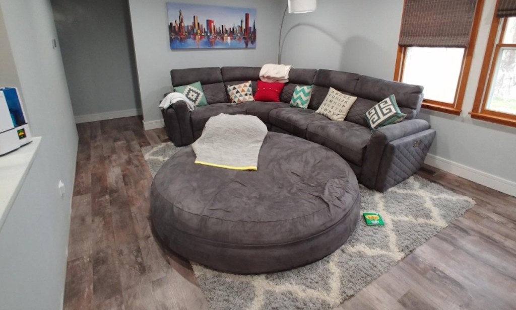 Oversized Bean Bag: Gray Diamond Quilted Floor Seat