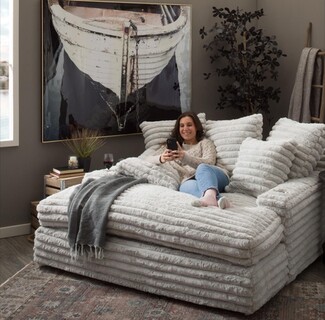 Oversized Chaise Monster Scale Gray Plush Lounger