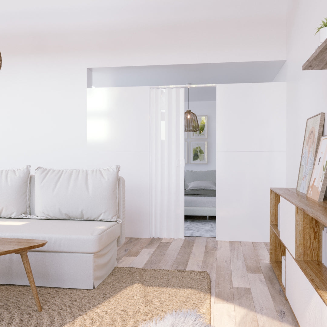 Partition Wall Bright White Integrated Accordion Door Bedroom Divider