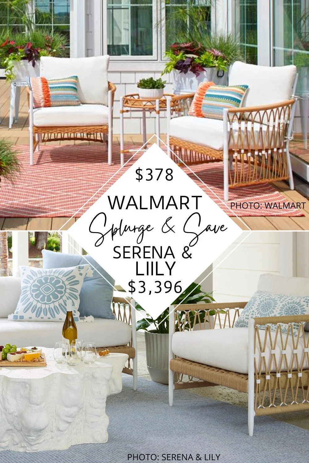 Patio Set: Open Weave Sides with Woven Outdoor Lounge Chairs