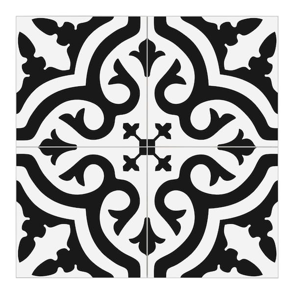 Patterned Tile Encaustic Scrollwork Peel and Stick Wall Decor