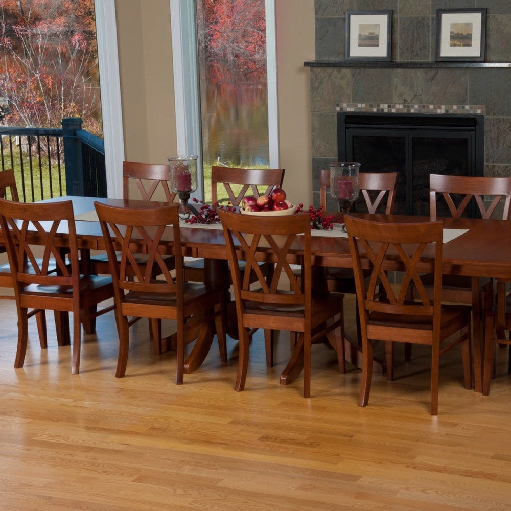Pedestal Dining Table: Cherry Tone Seats 12 dining set