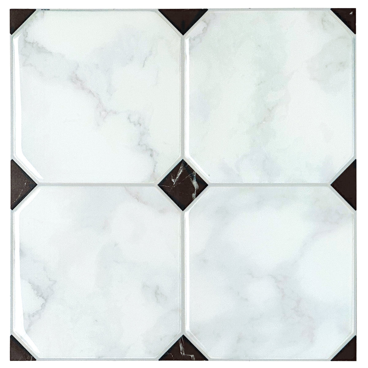 Peel And Stick Tile Marble Look Beveled Edges Octagon Pattern