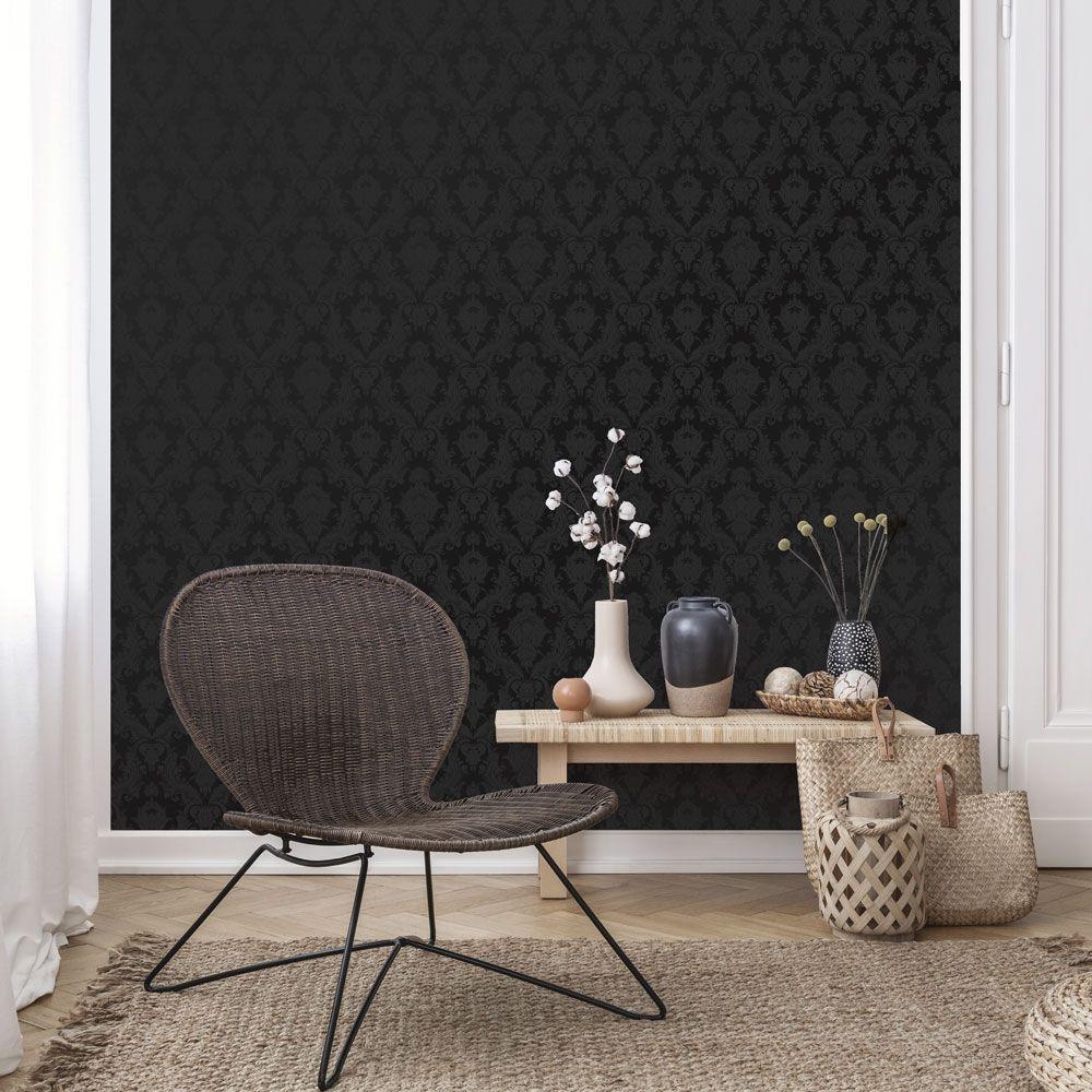 Peel And Stick Wallpaper: Removable Damask Matte Monochrome Decor
