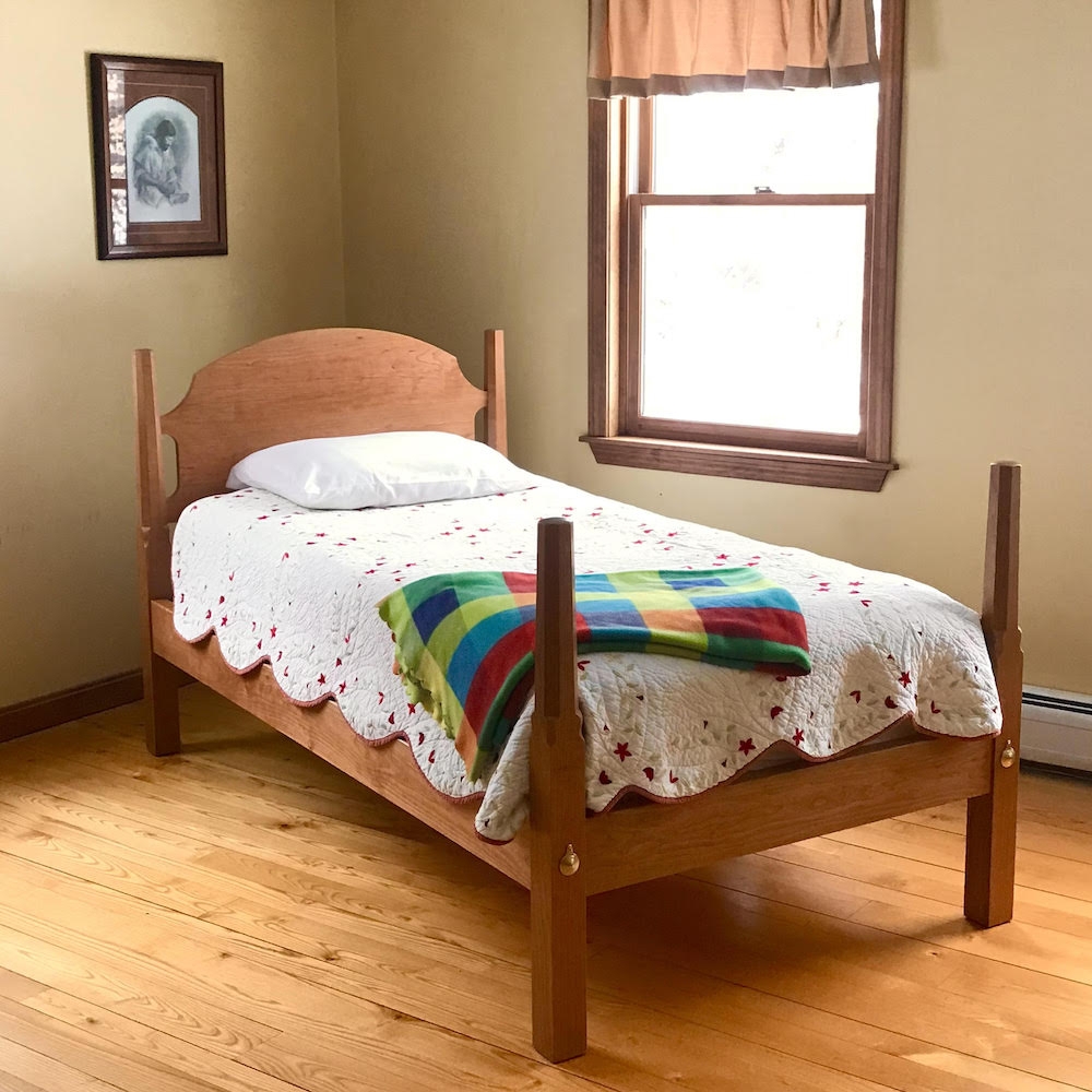 Pencil Post Bed Low Profile Curved Wood Headboard