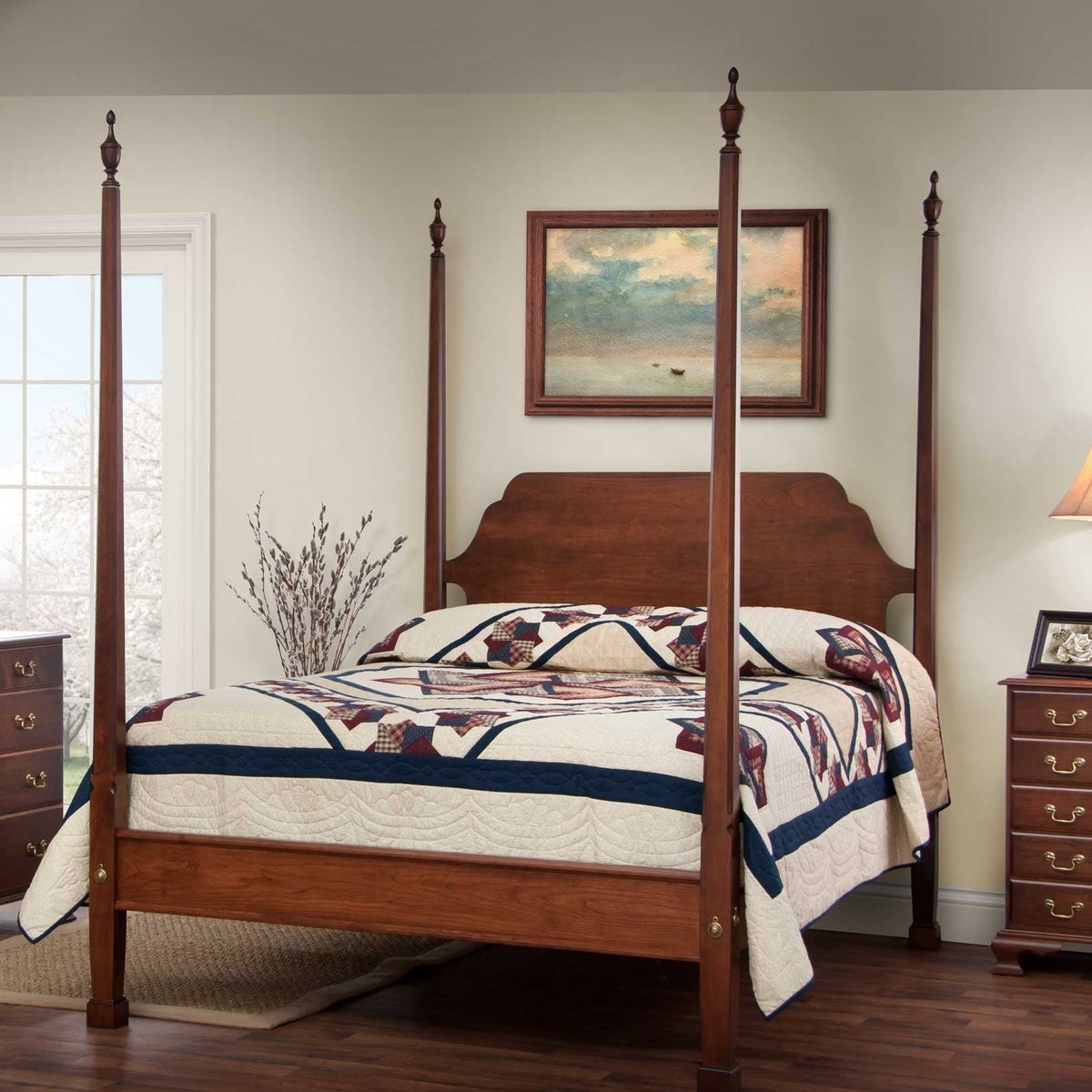 Pencil Post Bed Tall Pointed Finials Colonial Design