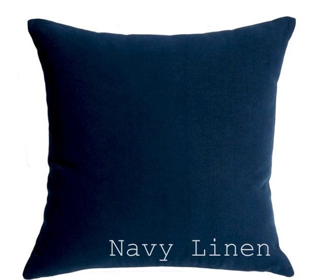 Pillow Cover Dark Blue Solid 100% Linen Textured Mat
