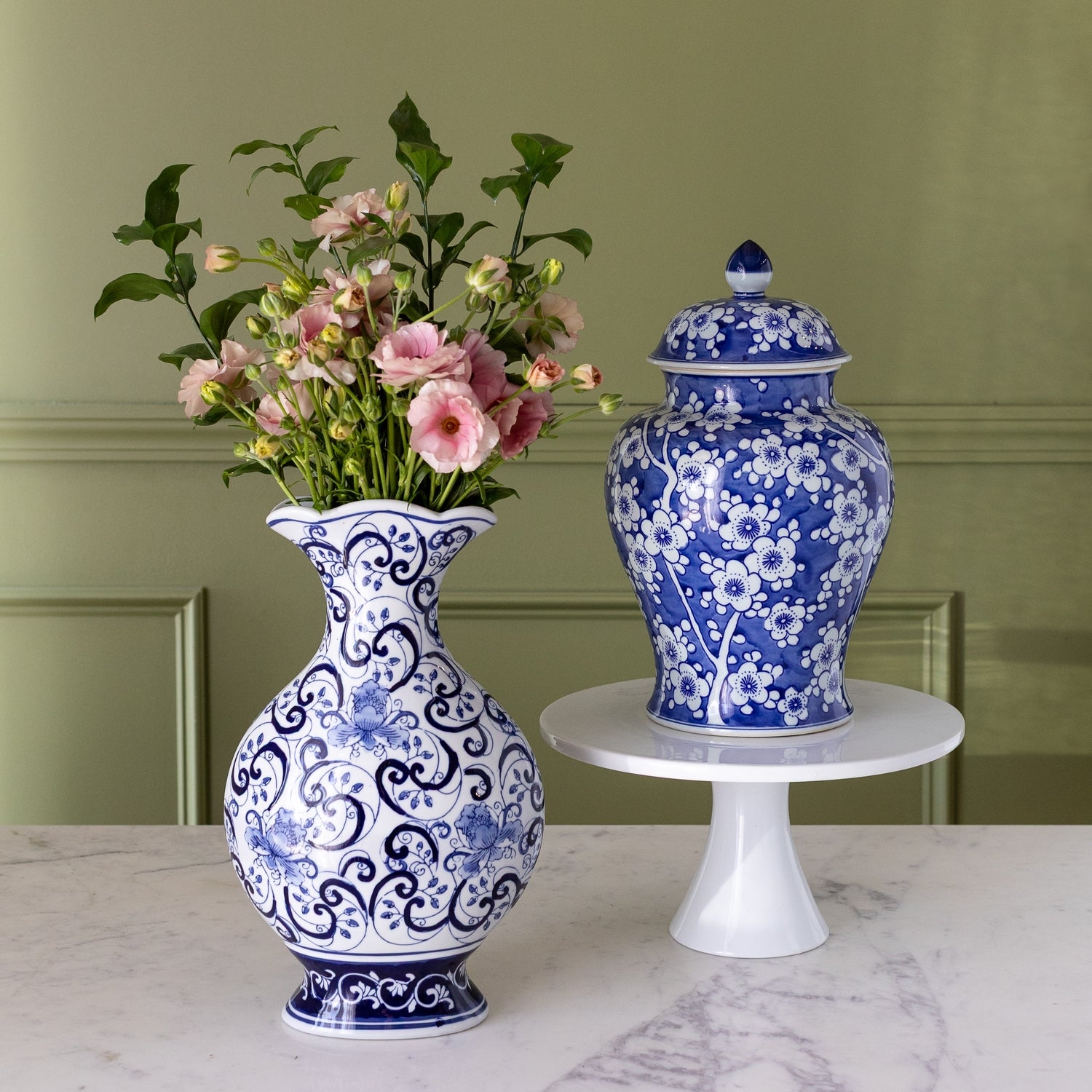 Plum Blossom Vase Cobalt Ginger Jar Traditional Decor