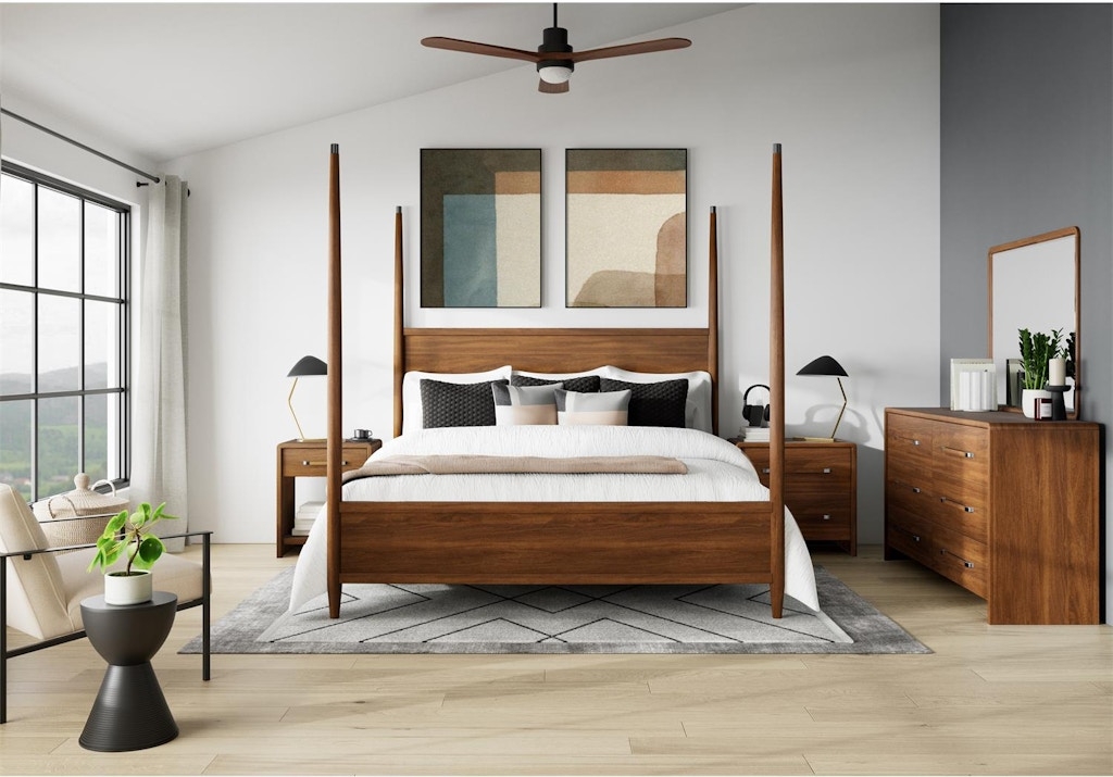 Poster Bed Walnut Toned Horizontal Grain Tapered Posts