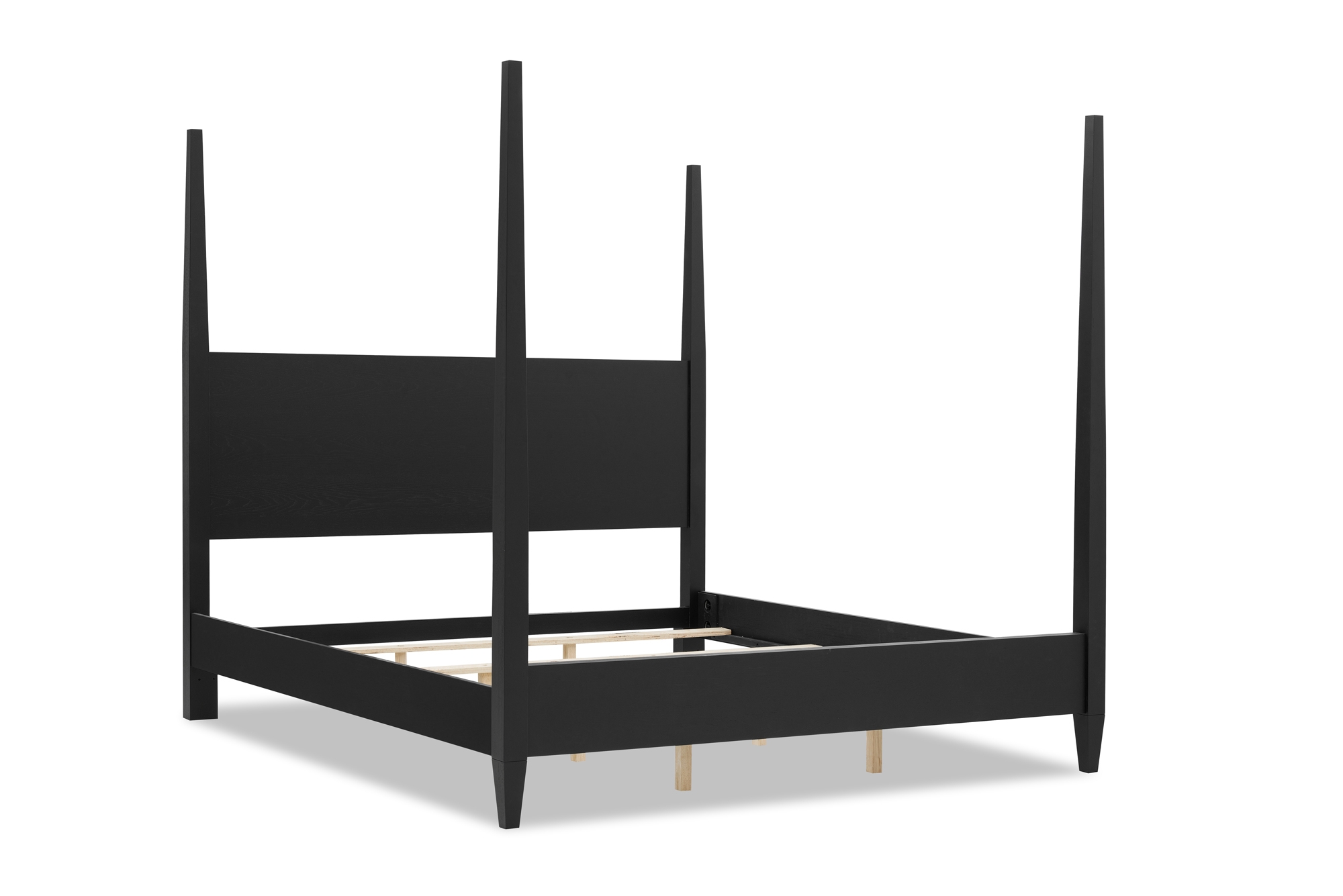 Poster Bed with Tapered Legs and Solid Panel Headboard