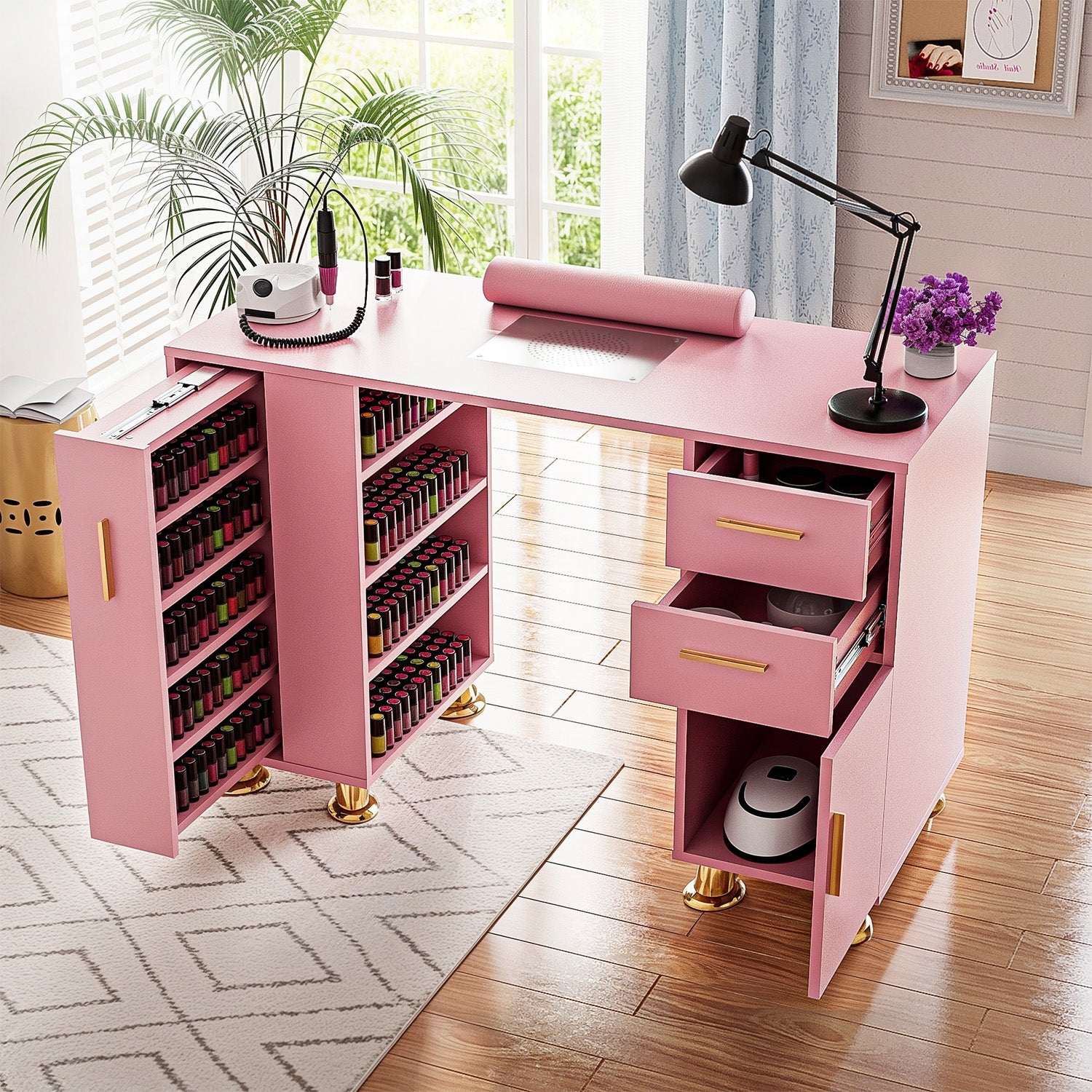 Professional Manicure Table with Integrated Dust Collector Fan