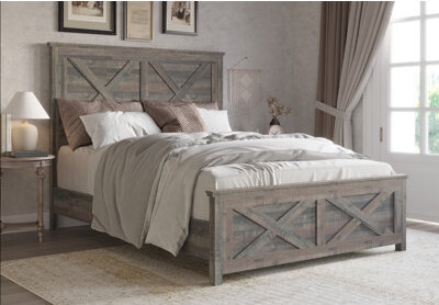 Queen Panel Bed X-Panel Motif Rustic X-Panel Headboard