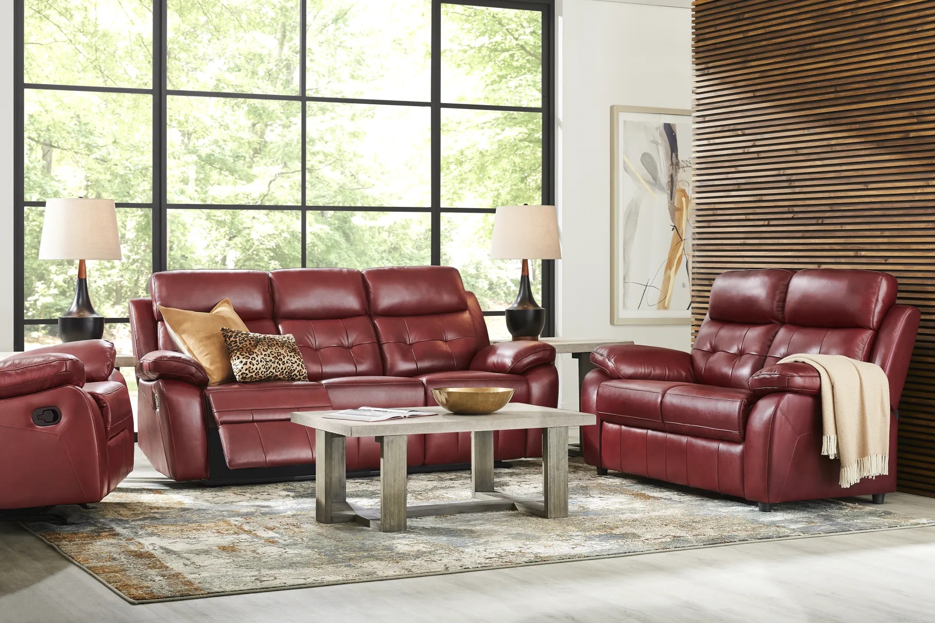 Reclining Sofa In Brick Red Transitional Reclining Couch Seating