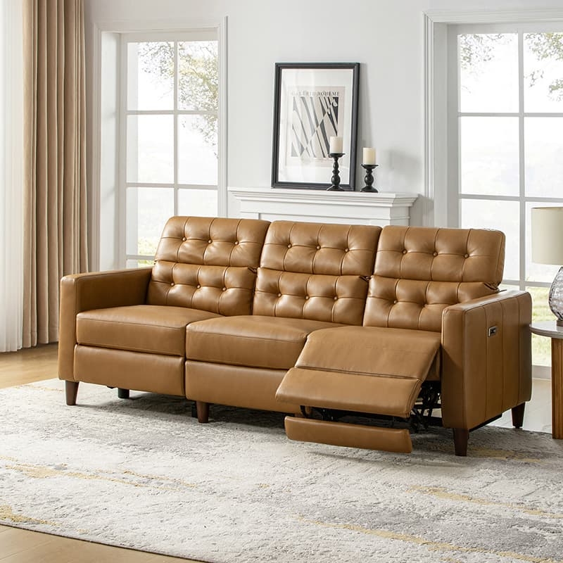 Reclining Sofa Power Recliner Camel Tan Modern Power Recliner