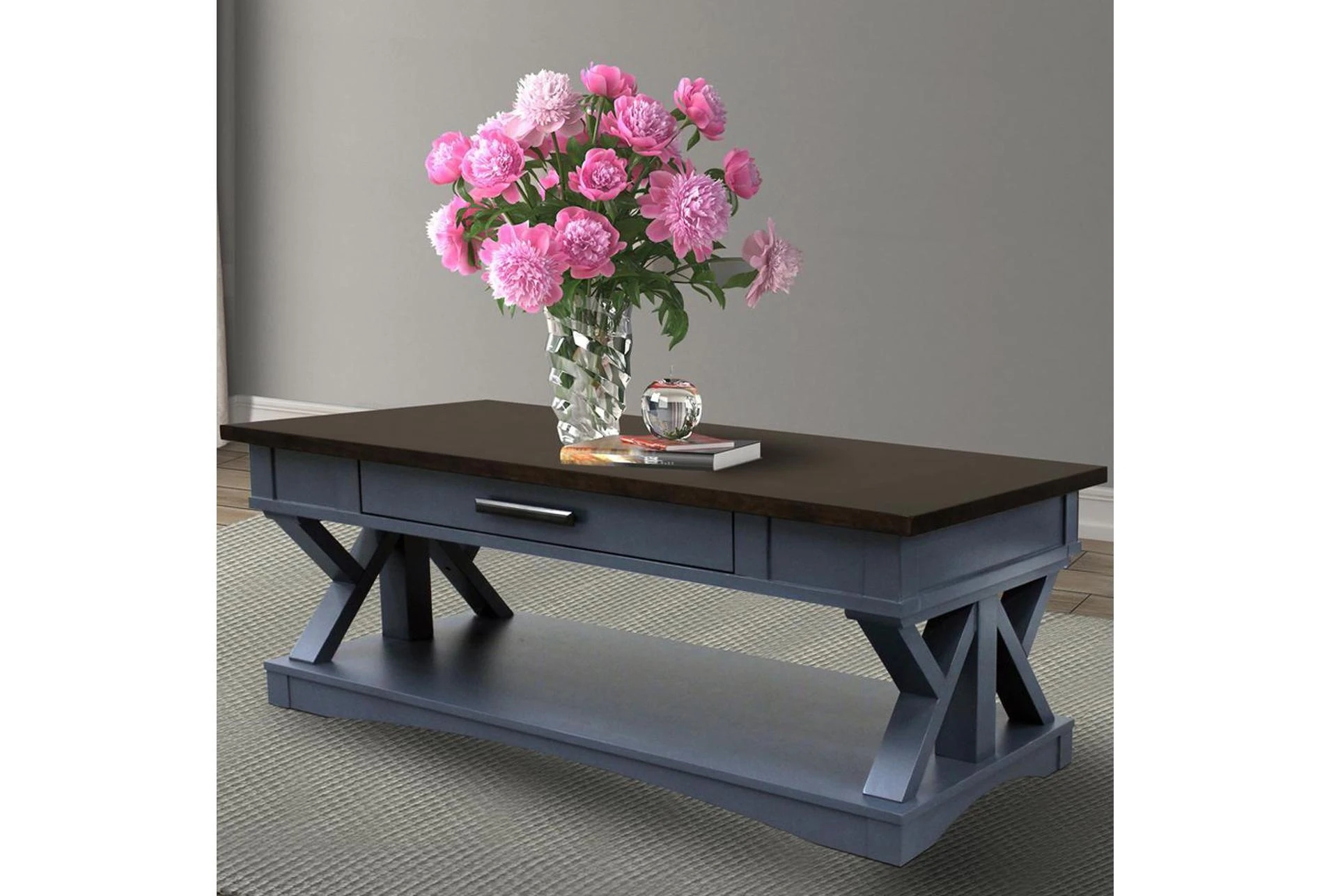 Rectangular Coffee Table Nantucket Base with X-Supports
