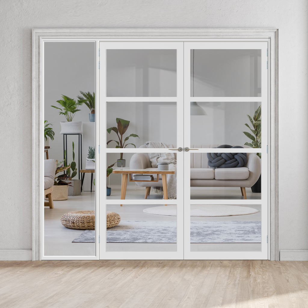 Room Divider Crisp White Side Light Panel Bespoke Glass Divider