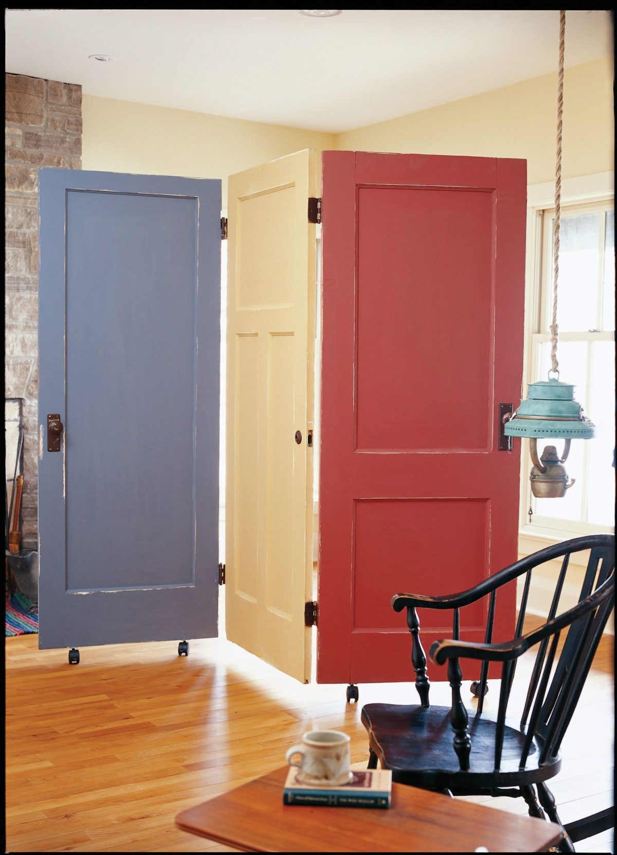 Room Divider Reclaimed Door Panels Mobile Casters Cottage Decor