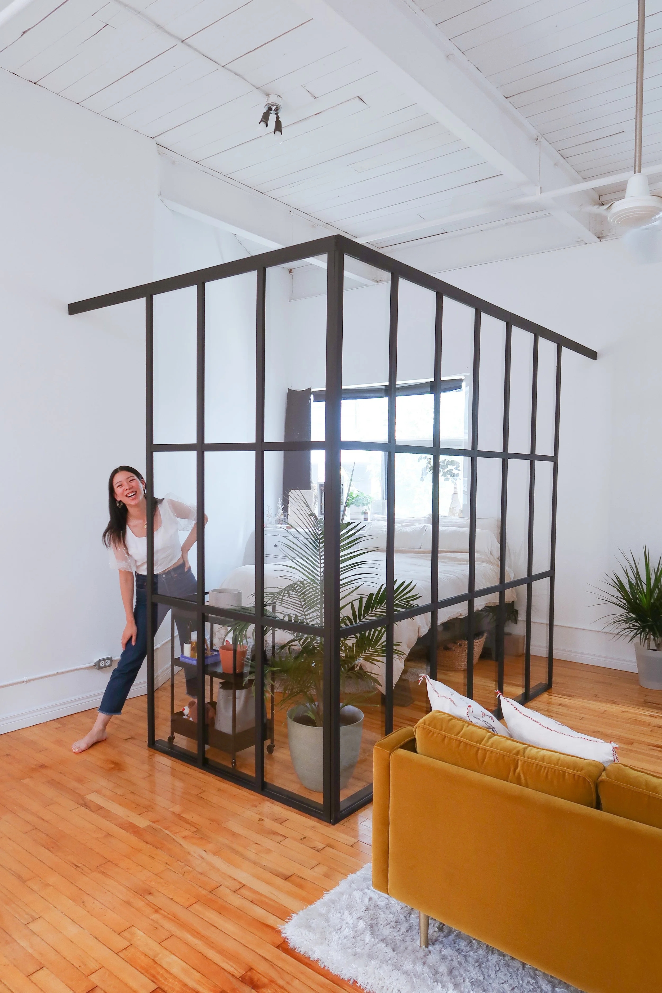Room Divider Windowpane Design Industrial Glass Wall DIY