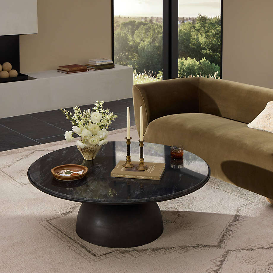 Round Coffee Table using Bulbous Pedestal and Marble