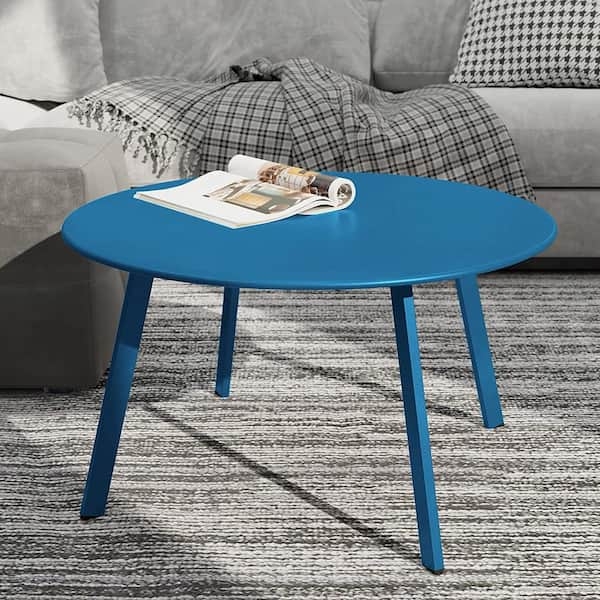 Round Coffee Table with Tapered Legs & Modern Metal