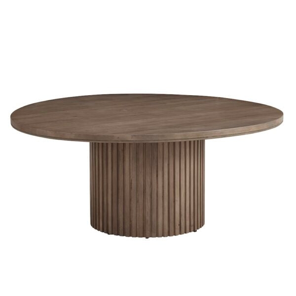 Round Dining Table 72 Inch Organic Modern with Fluted Tambour Pedestal.