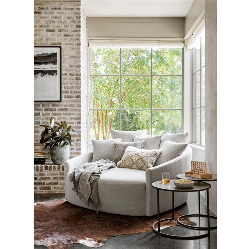 Round Sofa in Performance Fabric for Modern Living Room