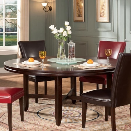 Round Table with Lazy Susan 72 Inch Espresso Wood Finish.