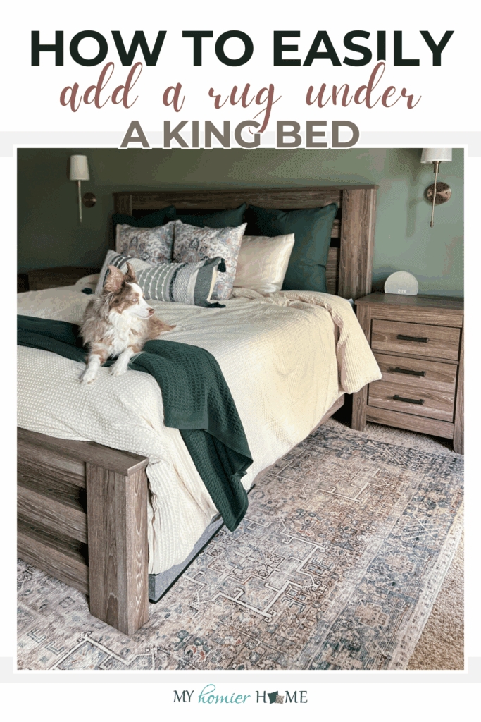 Rustic Headboard Styling: King Bed Against Sage Green Wall