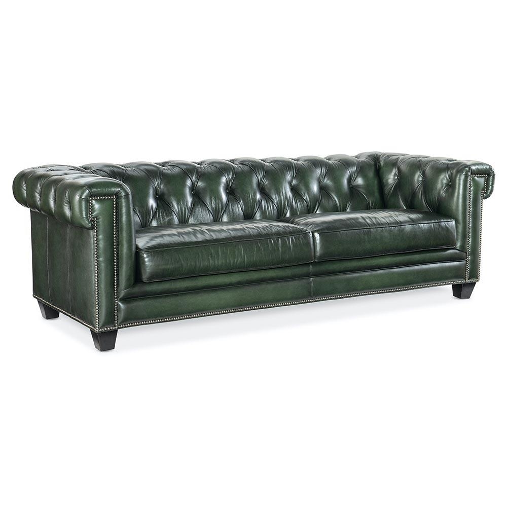 Rustic Lodge Style Sofa with Deep Button Tufting and Nailhead Trim